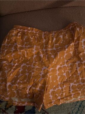 NOOWORKS pebble people print Women’s Orange Patterned Elastic-Waist Shorts